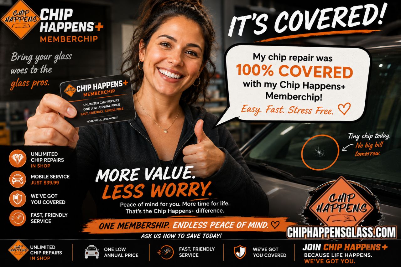 Chip Happens+ Memberchip — unlimited chip repairs, one low annual price. More value. Less worry.
